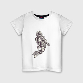 Детская футболка хлопок с принтом Космонавт в Рязани, 100% хлопок | круглый вырез горловины, полуприлегающий силуэт, длина до линии бедер | 12 апреля | cosmonaut | space | апрель | астронавт | гагарин | космонавт | космонавтики | космос | юрий гагарин