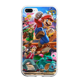 Чехол для iPhone 7Plus/8 Plus матовый с принтом Super Smash Bros ultimate в Рязани, Силикон | Область печати: задняя сторона чехла, без боковых панелей | Тематика изображения на принте: game | mario | nintendo | nintendo all star | pikachu | pokemon | super smash bros | ultimate | джиглипафф | донки конг | зельда | игры | линк | марио | нинтендо | пикачу | покемоны | эш