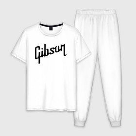 Мужская пижама хлопок с принтом Gibson в Рязани, 100% хлопок | брюки и футболка прямого кроя, без карманов, на брюках мягкая резинка на поясе и по низу штанин
 | gibson | гибсон