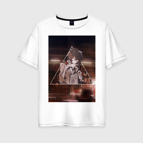 Женская футболка хлопок Oversize с принтом ДАЗАЙ в Рязани, 100% хлопок | свободный крой, круглый ворот, спущенный рукав, длина до линии бедер
 | бродячие псы | дадзай | осаму | осаму дазай