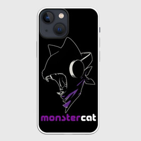 Чехол для iPhone 13 mini с принтом Monstercat в Рязани,  |  | monstercat | клуб | клубная музыка | кот | котенок | кошка | лейбл | монстар | монстар кет | монстер | музыка | танцевальная музыка | электронная | электронная музыка