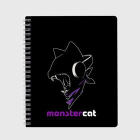 Тетрадь с принтом Monstercat в Рязани, 100% бумага | 48 листов, плотность листов — 60 г/м2, плотность картонной обложки — 250 г/м2. Листы скреплены сбоку удобной пружинной спиралью. Уголки страниц и обложки скругленные. Цвет линий — светло-серый
 | Тематика изображения на принте: monstercat | клуб | клубная музыка | кот | котенок | кошка | лейбл | монстар | монстар кет | монстер | музыка | танцевальная музыка | электронная | электронная музыка