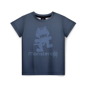 Детская футболка 3D с принтом Monstercat в Рязани, 100% гипоаллергенный полиэфир | прямой крой, круглый вырез горловины, длина до линии бедер, чуть спущенное плечо, ткань немного тянется | monstercat | клуб | клубная музыка | кот | котенок | кошка | лейбл | монстар | монстар кет | монстер | музыка | танцевальная музыка | электронная | электронная музыка