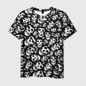 Мужская футболка 3D с принтом The Misfits в Рязани, 100% полиэфир | прямой крой, круглый вырез горловины, длина до линии бедер | punk | punk rock | rock | лицо | мисфитс | панк | панк рок | паттрен | призрак | рок | скелет | череп | черно белый