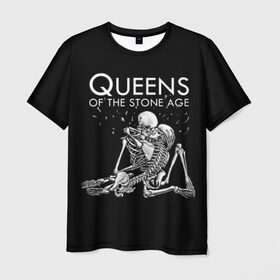 Мужская футболка 3D с принтом Queens of the Stone Age в Рязани, 100% полиэфир | прямой крой, круглый вырез горловины, длина до линии бедер | Тематика изображения на принте: josh homme | metal | qotsa | queens of the stone age | rock | группы | метал | музыка | рок
