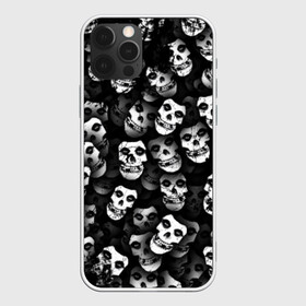 Чехол для iPhone 12 Pro с принтом Призраки Мисфитс в Рязани, силикон | область печати: задняя сторона чехла, без боковых панелей | Тематика изображения на принте: misfits | punk | punk rock | rock | лицо | мисфитс | панк | панк рок | паттрен | призрак | рок | скелет | череп | черно белый