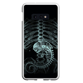 Чехол для Samsung S10E с принтом Чужой на Рентгене в Рязани, Силикон | Область печати: задняя сторона чехла, без боковых панелей | Тематика изображения на принте: alien | больница | больной | внутренний мир | врач | клиника | кости | пациент | ребра | рентген | скелет | снимок | хищник