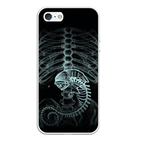 Чехол для iPhone 5/5S матовый с принтом Чужой на Рентгене в Рязани, Силикон | Область печати: задняя сторона чехла, без боковых панелей | Тематика изображения на принте: alien | больница | больной | внутренний мир | врач | клиника | кости | пациент | ребра | рентген | скелет | снимок | хищник
