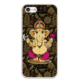 Чехол для iPhone 5/5S матовый с принтом Ganesha в Рязани, Силикон | Область печати: задняя сторона чехла, без боковых панелей | Тематика изображения на принте: animal | ax | crown | decoration | elephant | ethnic | flower | food | god | gold | hands | hold | india | lily | mouse | благополучие | бог | божество | ганеша | держит | еда | животное | золото | индия | индуизм | корона | лилия | м | много | мудрость |