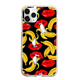 Чехол для iPhone 11 Pro матовый с принтом Губы и бананы в Рязани, Силикон |  | background | bananas | black | drawing | erotic | food | fruit | lips | red | womens | бананы | губы | еда | женские | красные | рисунок | фон | фрукты | черный