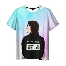 Мужская футболка 3D с принтом Саша Грей Sasha Grey в Рязани, 100% полиэфир | прямой крой, круглый вырез горловины, длина до линии бедер | Тематика изображения на принте: sasha grey | актриса | арт | грей | мода | прон | саша грей