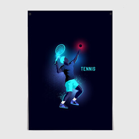 Постер с принтом TENNIS NEON  в Рязани, 100% бумага
 | бумага, плотность 150 мг. Матовая, но за счет высокого коэффициента гладкости имеет небольшой блеск и дает на свету блики, но в отличии от глянцевой бумаги не покрыта лаком | neon | sport | tennis | неон | неоновый | спорт | спортсмен | теннис