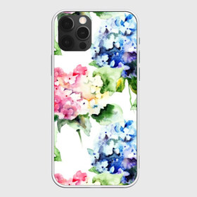 Чехол для iPhone 12 Pro Max с принтом Акварель гортензии в Рязани, Силикон |  | art | blue | bouquet | flora | flowers | hydrangea | indoor | leaves | lilac | nature | painting | petals | pink | watercolor | акварель | букет | гортензии | живопись | искусство | комнатные | лепестки | листья | природа | розовые | синий | сиреневые | ф