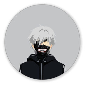 Коврик круглый с принтом Kaneki Ken в Рязани, резина и полиэстер | круглая форма, изображение наносится на всю лицевую часть | ghoul | kaneki | ken | tokyo | гуль | канеки | кен | токийский