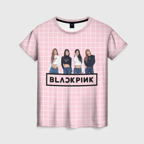 Женская футболка 3D с принтом Black Pink 2019 в Рязани, 100% полиэфир ( синтетическое хлопкоподобное полотно) | прямой крой, круглый вырез горловины, длина до линии бедер | 2019 | black | black pink | k pop | kill | kill this love | korea | logo | music | pink | pop | блек пинк | блэк пинк | газета | девушки | кпоп | лого | музыка | надпись | розовый