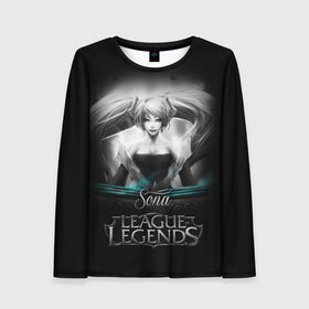 Женский лонгслив 3D с принтом League of Legends, Sona в Рязани, 100% полиэстер | длинные рукава, круглый вырез горловины, полуприлегающий силуэт | Тематика изображения на принте: league of legends | lol | sona | игры | киберспорт | компьютерные игры | лига легенд | сона