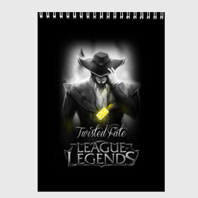 Скетчбук с принтом League of Legends Twisted Fate в Рязани, 100% бумага
 | 48 листов, плотность листов — 100 г/м2, плотность картонной обложки — 250 г/м2. Листы скреплены сверху удобной пружинной спиралью | league of legends | lol | twisted fate | игры | киберспорт | компьютерные игры | лига легенд | твистед фэйт