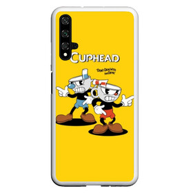 Чехол для Honor 20 с принтом Cuphead в Рязани, Силикон | Область печати: задняя сторона чехла, без боковых панелей | cuphead | devil | game | mugman | дьявол | игра | капхед | магмен | цветок | чашка | чашкоголовый