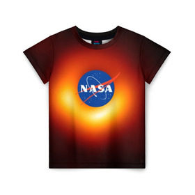 Детская футболка 3D с принтом Черная дыра NASA в Рязани, 100% гипоаллергенный полиэфир | прямой крой, круглый вырез горловины, длина до линии бедер, чуть спущенное плечо, ткань немного тянется | nasa | астрономия | горизонт событий | космос | наса | черная дыра