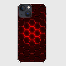 Чехол для iPhone 13 mini с принтом БРОНЯ ИЗ СТАЛИ в Рязани,  |  | abstraction | geometry | hexagon | techno | абстракция | броня | геометрия | краски | неон | неоновый | сетка | соты | стальная броня | текстура | шестигранники