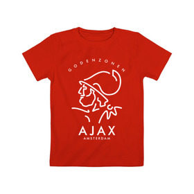 Детская футболка хлопок с принтом Аякс в Рязани, 100% хлопок | круглый вырез горловины, полуприлегающий силуэт, длина до линии бедер | Тематика изображения на принте: 
