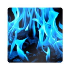 Магнит виниловый Квадрат с принтом Синий огонь в Рязани, полимерный материал с магнитным слоем | размер 9*9 см, закругленные углы | fire | flame | in fire | smoke | в огне | дым | огненный | огонь | текстуры