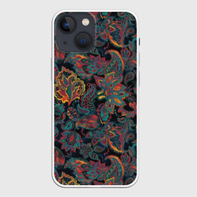 Чехол для iPhone 13 mini с принтом Узор пейсли в Рязани,  |  | abstraction | art | batik | flowers | indian | leaves | painting | paisley | pattern | plants | tulips | watercolor | абстракция | акварель | батик | живопись | индийский | искусство | листья | пейсли | растения | тюльпаны | узор | цветы