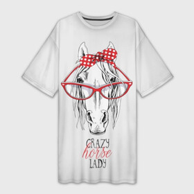 Платье-футболка 3D с принтом Crazy horse lady в Рязани,  |  | animal | blonde | bow | crazy | cute | head | horse | lady | look | polka | portrait | red | white | бант | белая | белый | блондинка | взгляд | голова | горошек | животное | красный | леди | лошадь | милый | очки | портрет | сумасшедшая