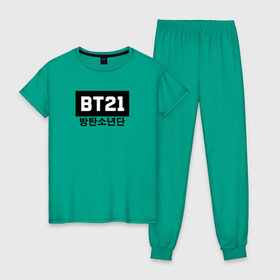 Женская пижама хлопок с принтом BTS BT21 в Рязани, 100% хлопок | брюки и футболка прямого кроя, без карманов, на брюках мягкая резинка на поясе и по низу штанин | bangtan boys | bt21 | bts | bts army | bts stickers | j hope | jimin | jin | jungkook | k pop | rap monster | rapmon | suga | v | бтс | корея | стикеры bts