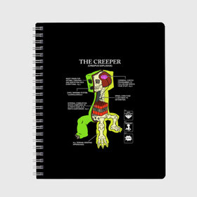 Тетрадь с принтом Майнкрафт Крипер в Рязани, 100% бумага | 48 листов, плотность листов — 60 г/м2, плотность картонной обложки — 250 г/м2. Листы скреплены сбоку удобной пружинной спиралью. Уголки страниц и обложки скругленные. Цвет линий — светло-серый
 | creeper | minecraft | игры | компьютерные игры | крипер | майнкрафт | мобы майнкрафт