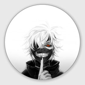 Коврик для мышки круглый с принтом Kaneki Ken в Рязани, резина и полиэстер | круглая форма, изображение наносится на всю лицевую часть | Тематика изображения на принте: anteiku | ghoul | kaneki | ken | tokyo | антейку | гуль | канеки | кен | токийский