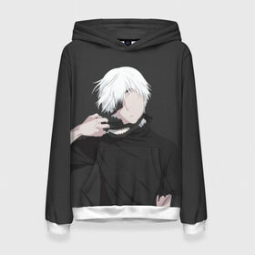 Женская толстовка 3D с принтом Kaneki Ken в Рязани, 100% полиэстер  | двухслойный капюшон со шнурком для регулировки, мягкие манжеты на рукавах и по низу толстовки, спереди карман-кенгуру с мягким внутренним слоем. | anteiku | ghoul | kaneki | ken | tokyo | антейку | гуль | канеки | кен | токийский