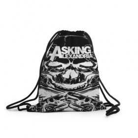 Рюкзак-мешок 3D с принтом Asking Alexandria в Рязани, 100% полиэстер | плотность ткани — 200 г/м2, размер — 35 х 45 см; лямки — толстые шнурки, застежка на шнуровке, без карманов и подкладки | aa | ben bruce | death | destiny | from | metal | rock | sumerian | to | йорк | метал | рок | хард | хеви | электроникор