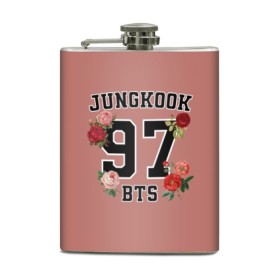 Фляга с принтом JUNGKOOK 97 BTS в Рязани, металлический корпус | емкость 0,22 л, размер 125 х 94 мм. Виниловая наклейка запечатывается полностью | Тематика изображения на принте: bangtan | bighit | boy | fake love | j hope | jimin | jin | jungkook | korea | kpop | live | luv | mic drop | rm | suga | v | with | бтс | кей | поп