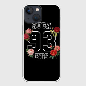 Чехол для iPhone 13 mini с принтом SUGA 93 BTS в Рязани,  |  | Тематика изображения на принте: bangtan | bighit | boy | fake love | j hope | jimin | jin | jungkook | korea | kpop | live | luv | mic drop | rm | suga | v | with | бтс | кей | поп