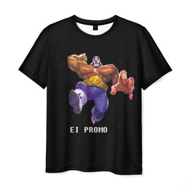 Мужская футболка 3D с принтом EI PROMO в Рязани, 100% полиэфир | прямой крой, круглый вырез горловины, длина до линии бедер | brawl stars | jessie | leon | spike | бравл старс | джесси | леон | спайк