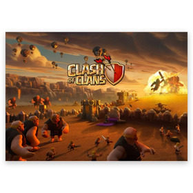 Поздравительная открытка с принтом Clash of Clans в Рязани, 100% бумага | плотность бумаги 280 г/м2, матовая, на обратной стороне линовка и место для марки
 | base | clan wars | coc | hall | hog rider | royale | town | trap | база | гоблин | золото | клеш оф кленс | кок | крепость | кристаллы | трофей | эликсир