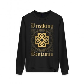 Женский свитшот хлопок с принтом Breaking Benjamin в Рязани, 100% хлопок | прямой крой, круглый вырез, на манжетах и по низу широкая трикотажная резинка  | breaking benjamin | dark before dawn | dear agony | phobia | saturate | we are not alone | бенджамин бернли | группы | метал | музыка | рок | хард рок