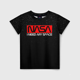 Детская футболка 3D с принтом NASA (НА СПИНЕ) в Рязани, 100% гипоаллергенный полиэфир | прямой крой, круглый вырез горловины, длина до линии бедер, чуть спущенное плечо, ткань немного тянется | Тематика изображения на принте: galaxy | nasa | space | space company | star | астрономия | галактика | звезды | космическая компания | космос | наса