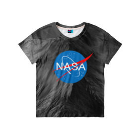 Детская футболка 3D с принтом NASA в Рязани, 100% гипоаллергенный полиэфир | прямой крой, круглый вырез горловины, длина до линии бедер, чуть спущенное плечо, ткань немного тянется | Тематика изображения на принте: galaxy | nasa | space | space company | star | астрономия | галактика | звезды | космическая компания | космос | наса