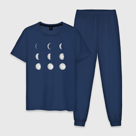 Мужская пижама хлопок с принтом Луна в Рязани, 100% хлопок | брюки и футболка прямого кроя, без карманов, на брюках мягкая резинка на поясе и по низу штанин
 | moon | астрономия | в космосе | космос | луна | луны | планета | планеты | спутник земли