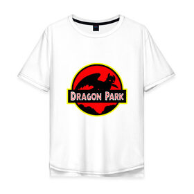 Мужская футболка хлопок Oversize с принтом Dragon Park в Рязани, 100% хлопок | свободный крой, круглый ворот, “спинка” длиннее передней части | Тематика изображения на принте: adventure | animation | dragon | fantasy | friend | how to train your dragon | night fury | toothless | анимация | беззубик | викинг | дневная фурия | добро | дракон | драконы | друг | дружба | икинг | как приручить дракона | мечта | мульт