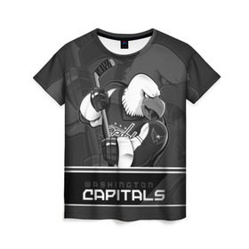 Женская футболка 3D с принтом Washington Capitals в Рязани, 100% полиэфир ( синтетическое хлопкоподобное полотно) | прямой крой, круглый вырез горловины, длина до линии бедер | capitals | hokkey | nhl | ovechkin | washington | александр | вашингтон | кэпиталз | кэпиталс | овечкин | хоккеист | хоккей