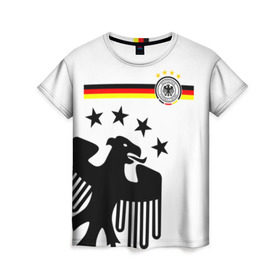 Женская футболка 3D с принтом Сборная Германии в Рязани, 100% полиэфир ( синтетическое хлопкоподобное полотно) | прямой крой, круглый вырез горловины, длина до линии бедер | deutsche | deutschland | die mannschaft | germany | германия | немецкая сборная | сборная | сборная гемании по футболу | сборная германии | форма | футбол