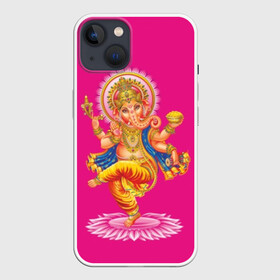 Чехол для iPhone 13 с принтом Ганеша в Рязани,  |  | character | deity | elephant | four | ganesh | god | gold | hands | head | hinduism | jewel | jewels | lord | ornament | pattern | well being | wisdom | благополучие | бог | божество | владыка | ганеша | голова | драгоценности | золото | индуизм | мудрост