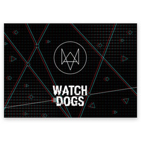 Поздравительная открытка с принтом WATCH DOGS в Рязани, 100% бумага | плотность бумаги 280 г/м2, матовая, на обратной стороне линовка и место для марки
 | action | ct os | ded sec | fox | gamer | glitch | hacker | player | watch dogs | watch dogs 2 | глитч | знак лиса | игра | компьютерная игра | хакер