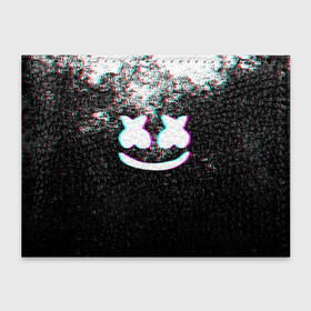 Обложка для студенческого билета с принтом MARSHMELLO GLITCH   МАРШМЕЛЛО НЕОН в Рязани, натуральная кожа | Размер: 11*8 см; Печать на всей внешней стороне | dj | glitch | marshmello | usa | америка | глитч | клубная музыка | маршмелло | музыка | музыкант