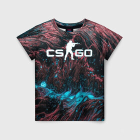 Детская футболка 3D с принтом CS GO HYPER BEAST в Рязани, 100% гипоаллергенный полиэфир | прямой крой, круглый вырез горловины, длина до линии бедер, чуть спущенное плечо, ткань немного тянется | action | astralis | awp | counter strike | cs go | cs go global offensive | cybersport | faze clan | game | gamer | hyper beast | shooter | skin | team liquid | киберспорт | оружие | скины