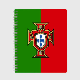 Тетрадь с принтом Сборная Португалии в Рязани, 100% бумага | 48 листов, плотность листов — 60 г/м2, плотность картонной обложки — 250 г/м2. Листы скреплены сбоку удобной пружинной спиралью. Уголки страниц и обложки скругленные. Цвет линий — светло-серый
 | portugal | криштиану роналду | португалия | португальская сборная | сборная португалии | сборная португалии по футболу | форма | футбол | чемпионат