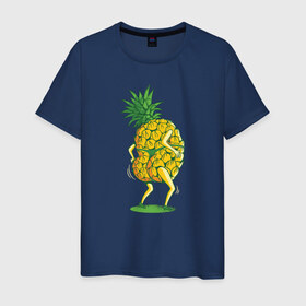 Мужская футболка хлопок с принтом Ананас в Рязани, 100% хлопок | прямой крой, круглый вырез горловины, длина до линии бедер, слегка спущенное плечо. | ананас | ананасы | в стрингах | летние | лето | стринги